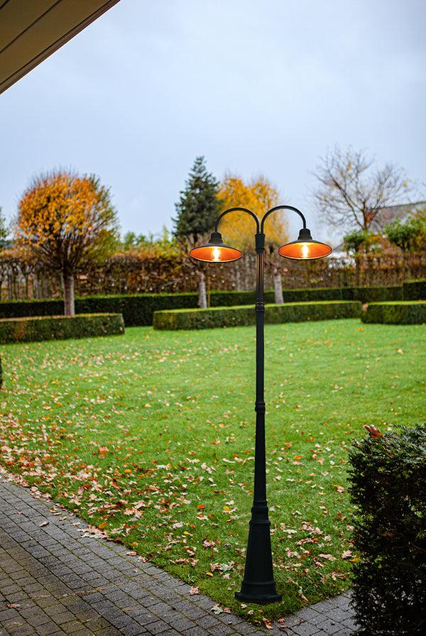 Lutec LUTEC-Dual Head Disc-shaped Outdoor Post Light Aluminum LED Outdoor Hard Wired Street Light 3000K 3200LM 2*60W MAX Black(Head & Pole)