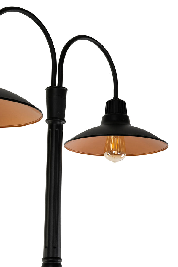 Lutec LUTEC-Dual Head Disc-shaped Outdoor Post Light Aluminum LED Outdoor Hard Wired Street Light 3000K 3200LM 2*60W MAX Black(Head & Pole)