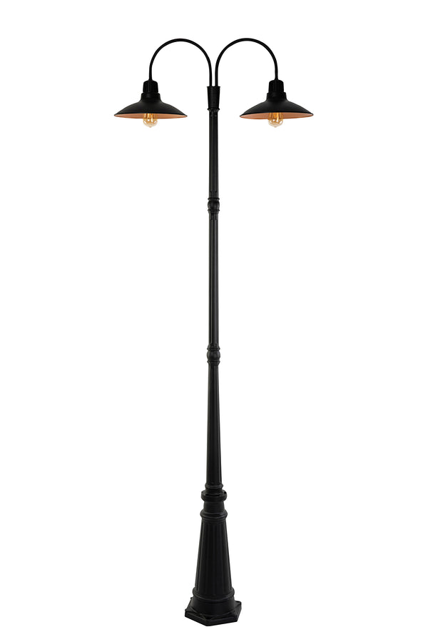 lutec LUTEC-Dual Head Disc-shaped Outdoor Post Light Aluminum LED Outdoor Hard Wired Street Light 3000K 3200LM 2*60W MAX Black(Head & Pole)