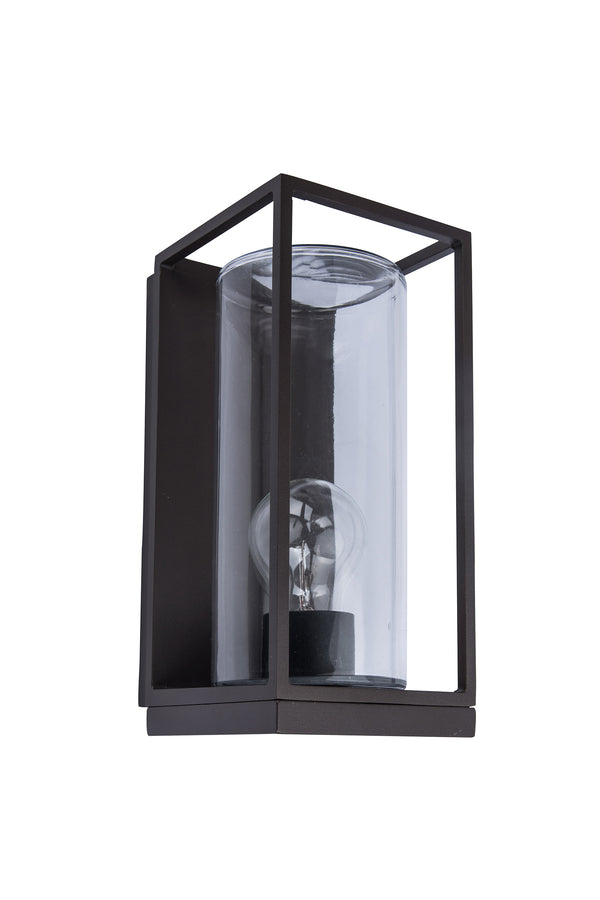 Lutec LUTEC-FLAIR (MID) LED Outdoor Geometric Wall Light With Clear Glass Surround Bronze