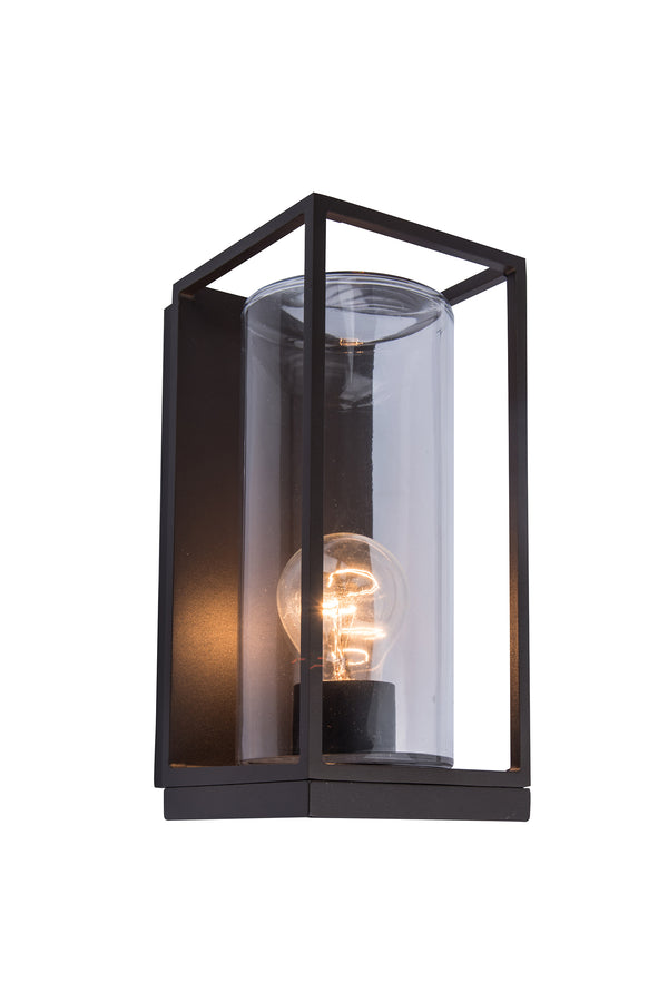 Lutec LUTEC-FLAIR (MID) LED Outdoor Geometric Wall Light With Clear Glass Surround Bronze