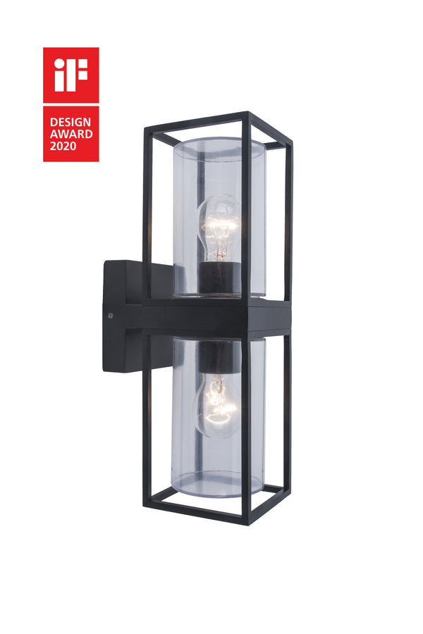 Lutec LUTEC-FLAIR (Up&Down) LED Outdoor Geometric Wall Light With Clear Glass Surround