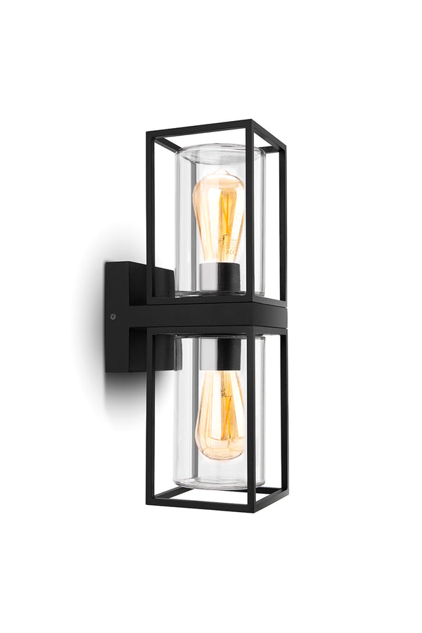 Lutec LUTEC-FLAIR (Up&Down) LED Outdoor Geometric Wall Light With Clear Glass Surround