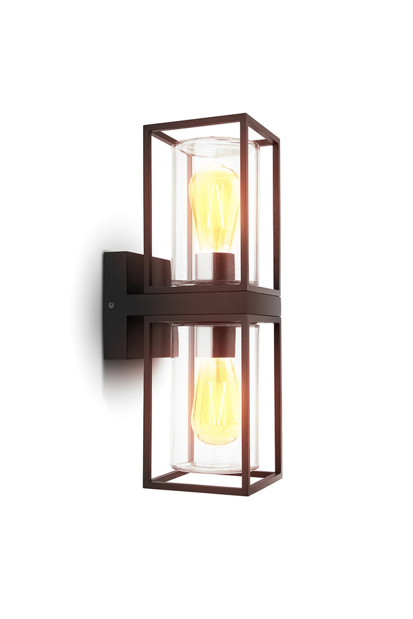 Lutec LUTEC-FLAIR (Up&Down) LED Outdoor Geometric Wall Light With Clear Glass Surround