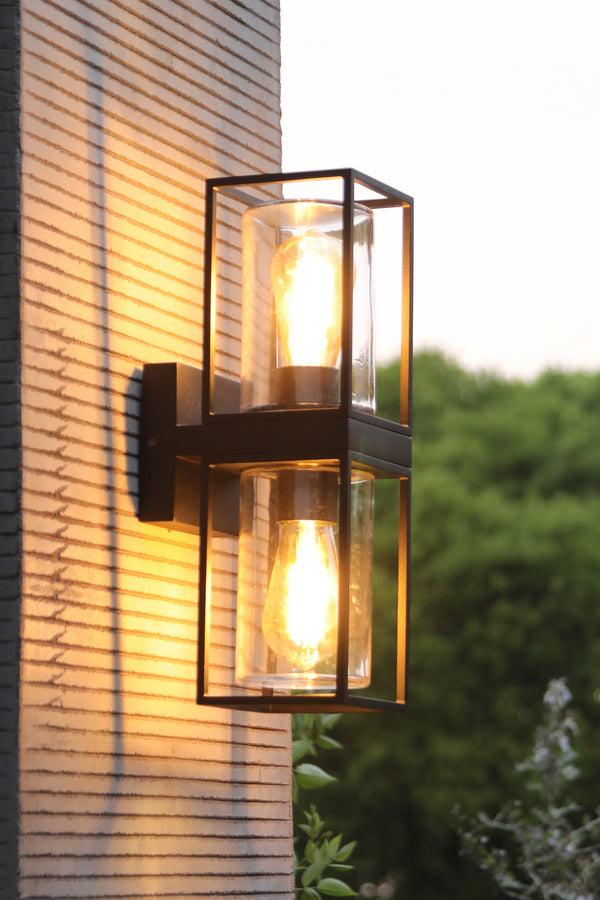lutec LUTEC-FLAIR (Up&Down) LED Outdoor Geometric Wall Light With Clear Glass Surround
