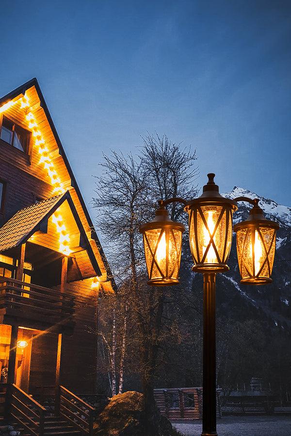 Lutec LUTEC-Garden Light 3-Head Die-Cast Aluminum LED Outdoor Hard Wired Street Light (Head & Pole) Bronze