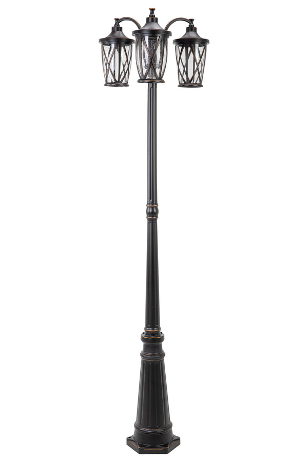 lutec LUTEC-Garden Light 3-Head Die-Cast Aluminum LED Outdoor Hard Wired Street Light (Head & Pole) Bronze