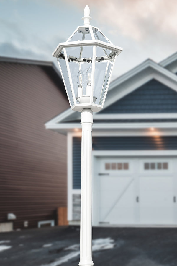 Lutec LUTEC-Hardwired Single Head Die-Cast Aluminum LED Post Light (Head & Pole) 3 Bulbs (Not Included) White