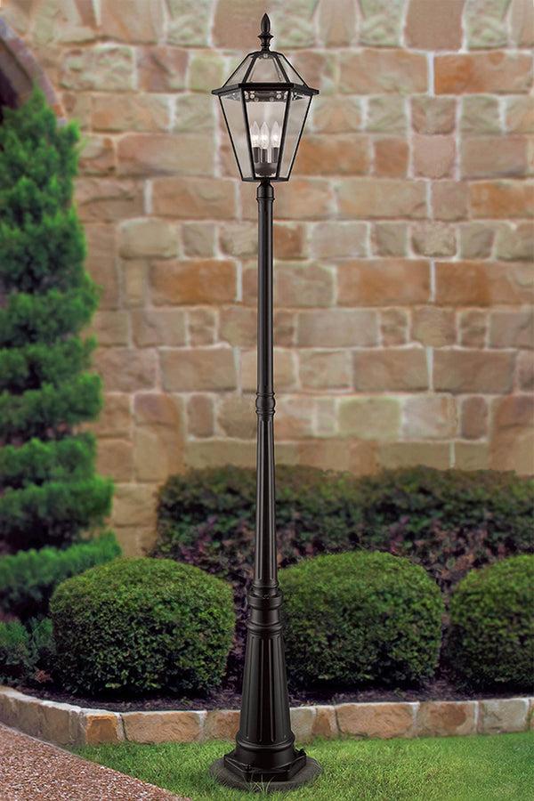 Lutec LUTEC-Hardwired Single Head Die-Cast Aluminum LED Post Light (Head & Pole) 3 Bulbs(Not Included) Non-solar Version Of London