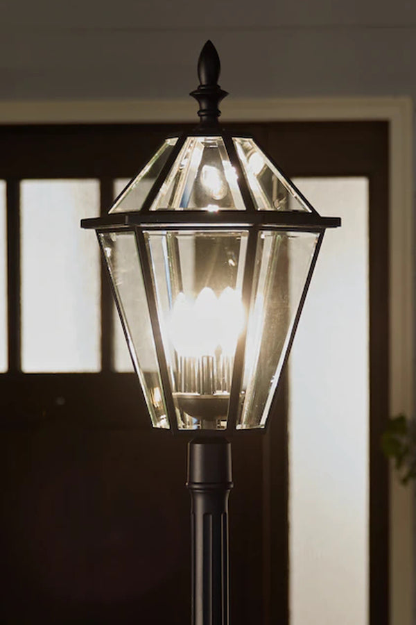Lutec LUTEC-Hardwired Single Head Die-Cast Aluminum LED Post Light (Head & Pole) 3 Bulbs(Not Included) Non-solar Version Of London