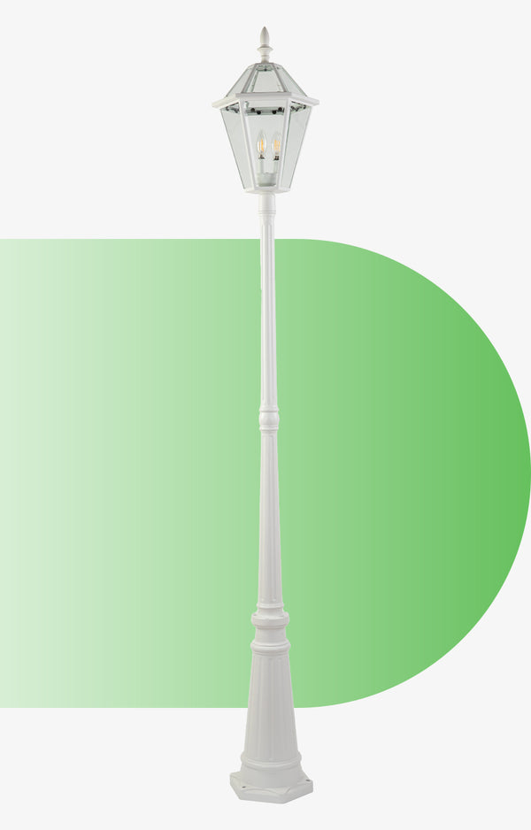 lutec LUTEC-Hardwired Single Head Die-Cast Aluminum LED Post Light (Head & Pole) 3 bulbs (Not included) White lutec LUTEC-Hardwired Single Head Die-Cast Aluminum LED Post Light (Head & Pole) 3 bulbs (Not included) White