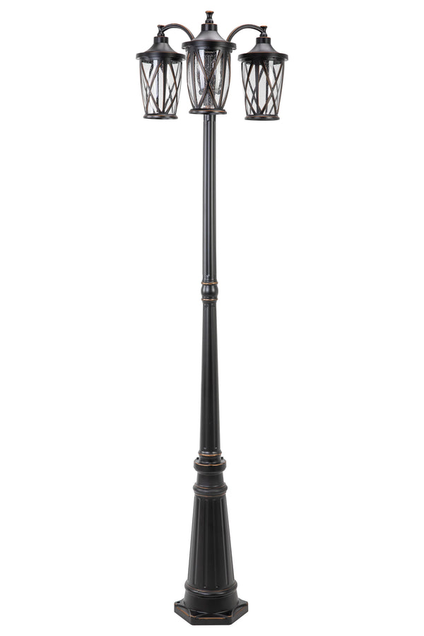 Lutec LUTEC-HIGH POST 3-Head Die-Cast Aluminum LED Outdoor Hard Wired Street Light (Head & Pole) Bronze