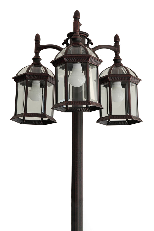 Lutec LUTEC-HIGH POST 3-Head Die-Cast Aluminum LED Outdoor Hard Wired Street Light (Head & Pole) Bronze