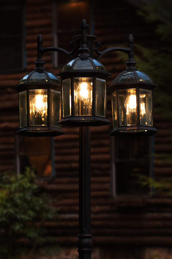 lutec LUTEC-HIGH POST 3-Head Die-Cast Aluminum LED Outdoor Hard Wired Street Light (Head & Pole) Bronze