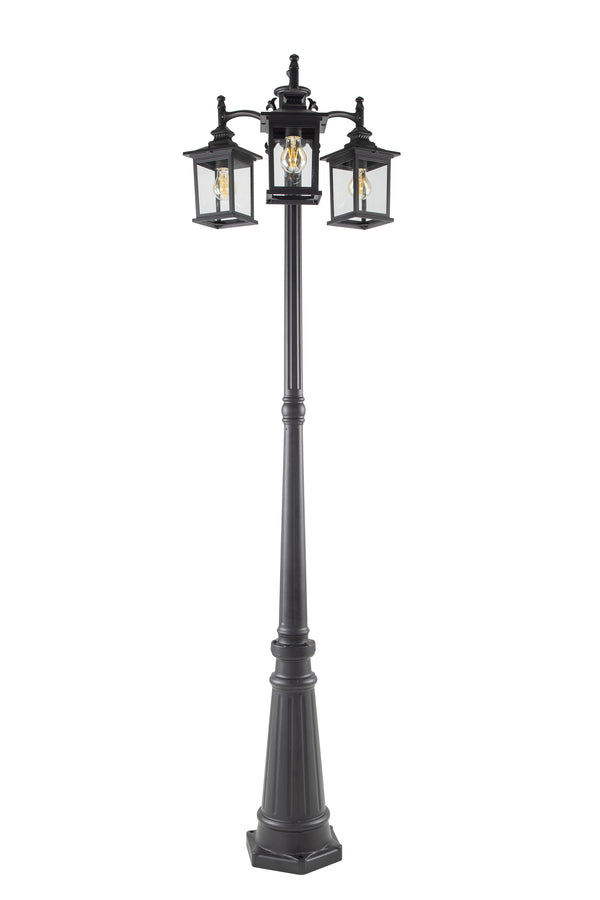 lutec LUTEC-HIGH POST 3 Square-Head Die-Cast Aluminum LED Outdoor Hard Wired Street Light (Head & Pole) ‎Black