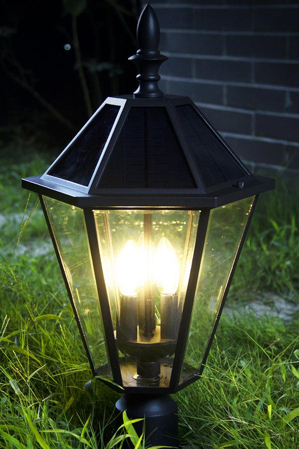 Lutec LUTEC-LONDON Die-Cast Aluminum LED Outdoor Solar Powered Post Light Head Only 300LM Up To 8hour Runtime 2700K