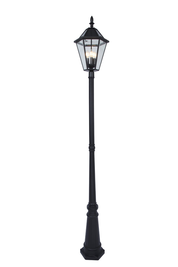 lutec LUTEC-LONDON Single Head Die-Cast Aluminum LED Outdoor Solar Powered Street Light (Head & Pole) 300LM Up To 8hour Runtime 2700K