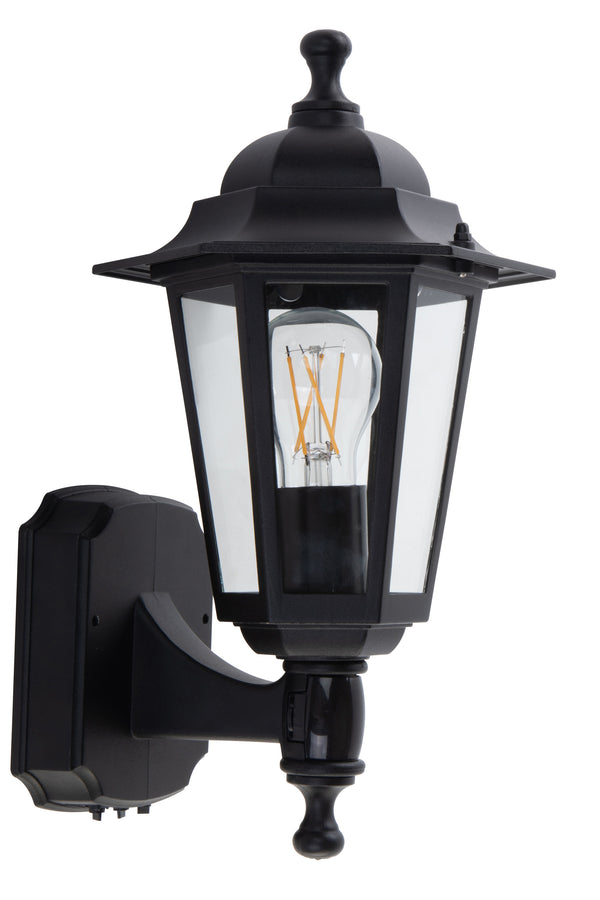 Lutec LUTEC-Motion Sensor Outdoor Wall Light Dusk To Dawn Waterproof Metal With Clear Glass(Bulb Not Included) Black