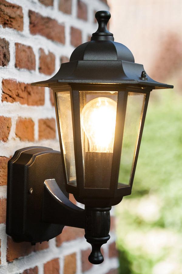 lutec LUTEC-Motion Sensor Outdoor Wall Light Dusk to dawn Waterproof Metal with Clear Glass(Bulb Not Included) Black