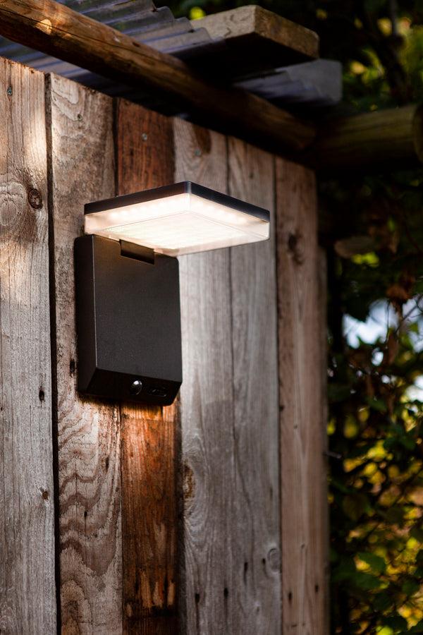 Lutec LUTEC MOZE - Solar Outdoor Wall Light Motion Sensor With 3 Lighting Modes 8W 1000LM 4000K Dusk To Dawn Waterproof Wireless