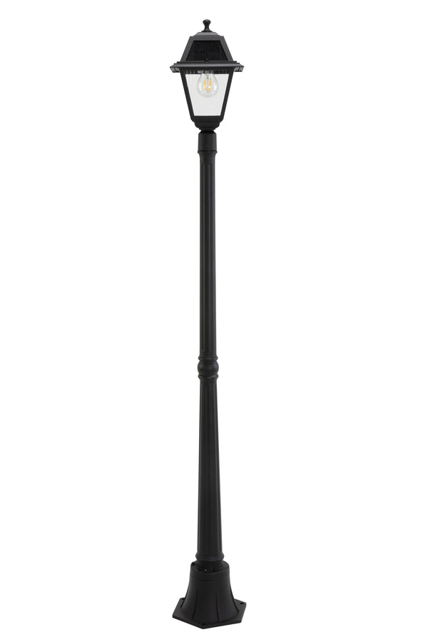 Lutec LUTEC- One-Trapezoid-Head Die-Cast Aluminum LED Outdoor Solar Street Light (Head & Pole) Dusk To Dawn. Black(Bulbs Included)