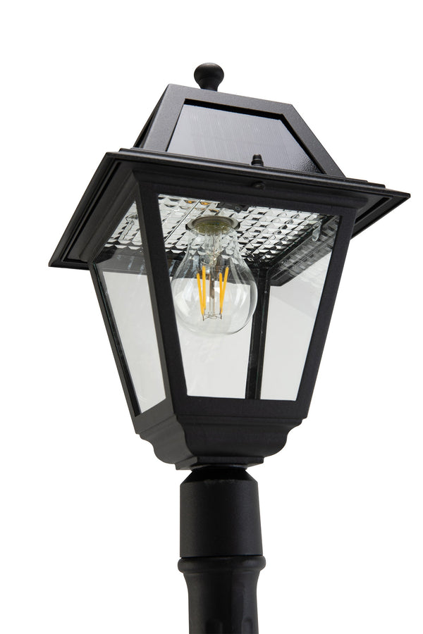 Lutec LUTEC- One-Trapezoid-Head Die-Cast Aluminum LED Outdoor Solar Street Light (Head & Pole) Dusk To Dawn. Black(Bulbs Included)