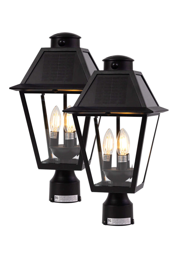 Lutec LUTEC Outdoor Solar Lamp Post Light With Motion Sensor Dusk To Dawn Waterproof Pole Light Head With Three Modes Exterior Black Solar Powered Fence Post Light Fixtures For Outside