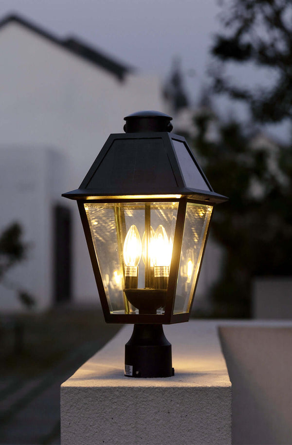 Lutec LUTEC Outdoor Solar Lamp Post Light With Motion Sensor Dusk To Dawn Waterproof Pole Light Head With Three Modes Exterior Black Solar Powered Fence Post Light Fixtures For Outside