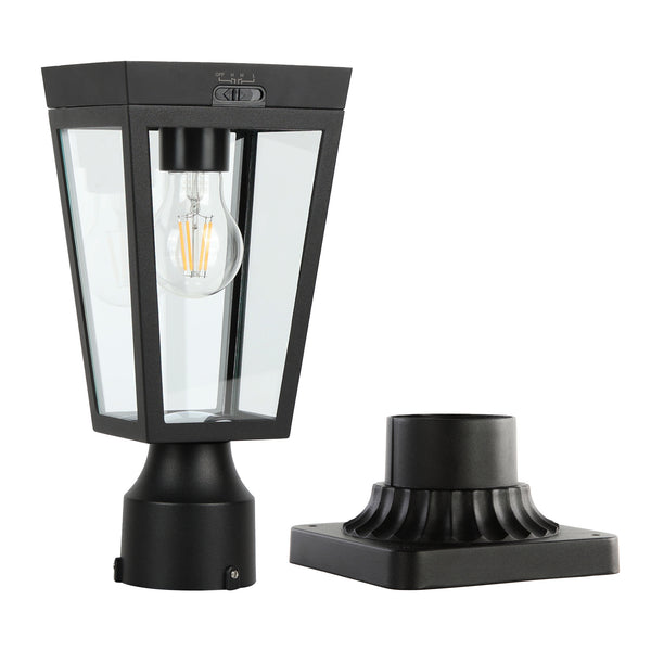 Lutec LUTEC Outdoor Solar Lamp Post Light With Pier Mount Base Dusk To Dawn Waterproof Post Light Fixtures Black Solar Powered Aluminum Post Lights For Outside