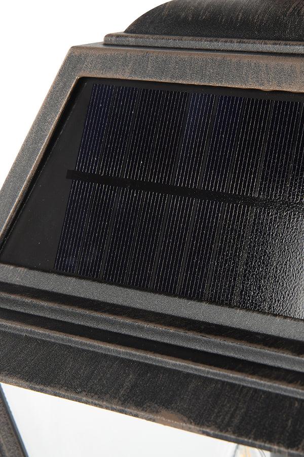 Lutec LUTEC - Outdoor Solar Post Light With 4 Pcs Glass. Dusk To Dawn 300LM 3 X E12 Bulb Brown