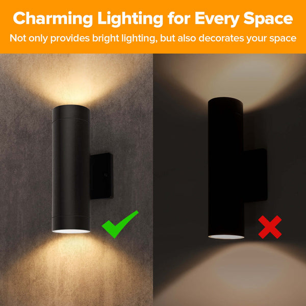 Lutec LUTEC Outdoor Wall Light Fixtures Integrated LED Cylinder Up-Down Sconce 16W 2700K Waterproof Aluminum Exterior Lighting Modern Matte Black Wall Sconce Outdoor Lighting For Porch Entryway 2 Pack