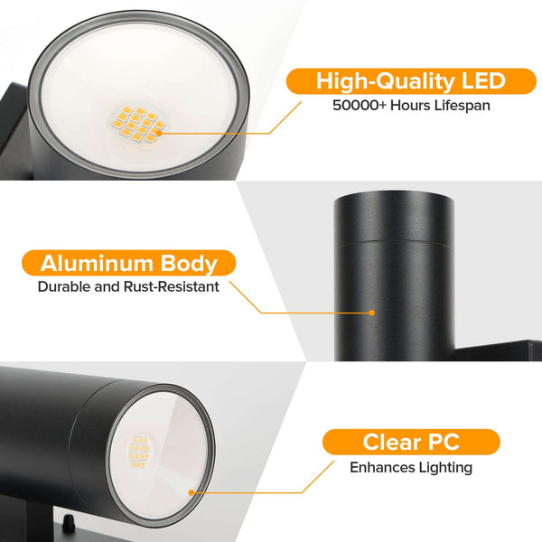 Lutec LUTEC Outdoor Wall Light Fixtures Integrated LED Cylinder Up-Down Sconce 16W 2700K Waterproof Aluminum Exterior Lighting Modern Matte Black Wall Sconce Outdoor Lighting For Porch Entryway 2 Pack
