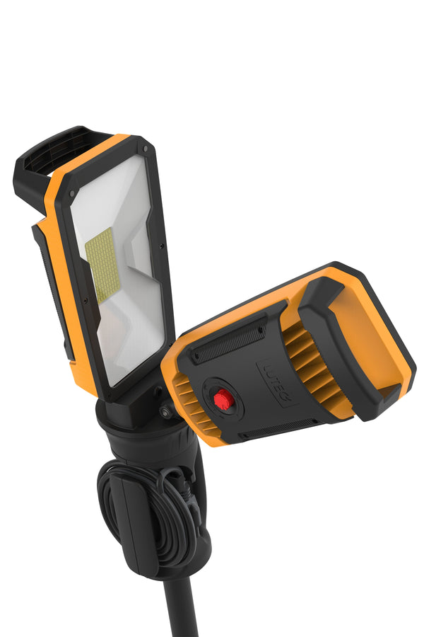 Lutec LUTEC Peri 6290 Max 11000 Lumen 38 Watt Dual-Head LED Work Light With Telescoping Tripod Adjustable Work Light With Stand Rotating Waterproof Lamps