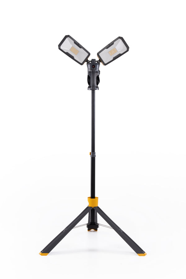 lutec LUTEC Peri 6290 Max 11000 Lumen 38 Watt Dual-Head LED Work Light with Telescoping Tripod Adjustable Work Light with Stand Rotating Waterproof Lamps