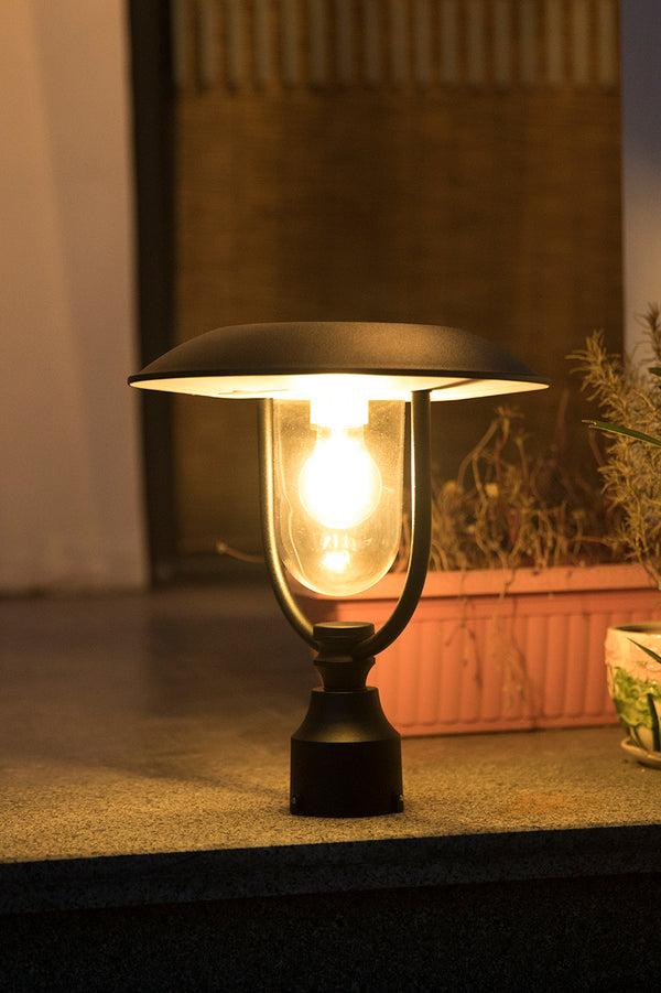 Lutec LUTEC-Solar Outdoor Post Light Dusk To Dawn Exterior Pole Lights Head For Pier And Pole Mount Black