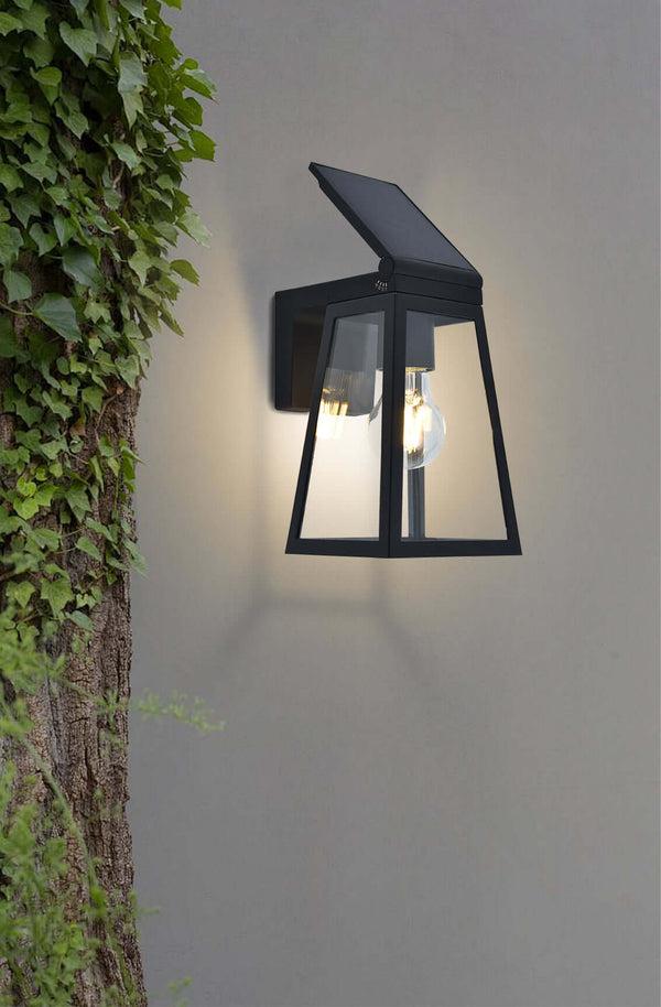 Lutec LUTEC Solar Porch Light Wireless Dusk To Dawn Outdoor Wall Lights Fixture With Adjustable Solar Panel Black Wall Sconce Waterproof Exterior Lighting With Clear Glass For Entryway Garage