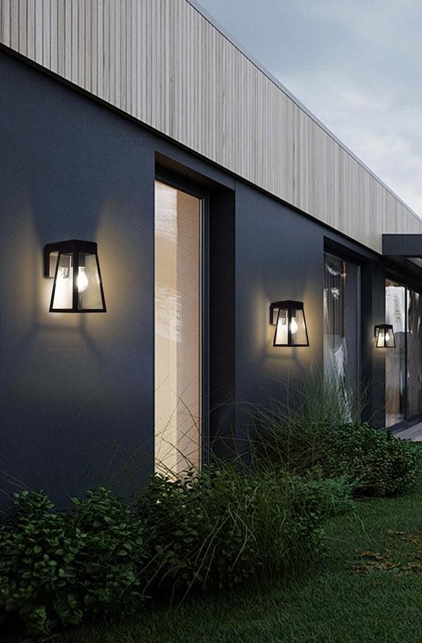 Lutec LUTEC Solar Porch Light Wireless Dusk To Dawn Outdoor Wall Lights Fixture With Adjustable Solar Panel Black Wall Sconce Waterproof Exterior Lighting With Clear Glass For Entryway Garage