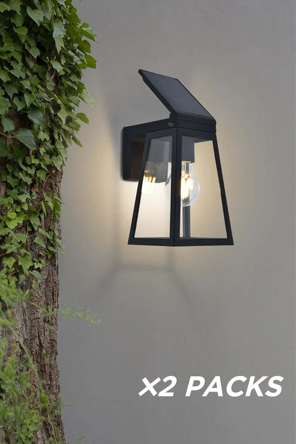 lutec LUTEC Solar Porch Light Wireless Dusk to Dawn Outdoor Wall Lights Fixture with Adjustable Solar Panel Black Wall Sconce Waterproof Exterior Lighting with Clear Glass for Entryway Garage