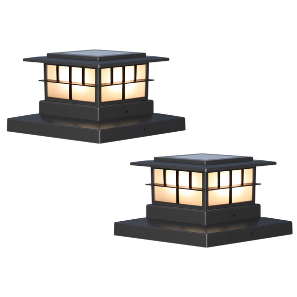 Lutec LUTEC Solar Post Cap Lights IP65 Waterproof Solar Fence Post Lights For 4x4 5x5 6x6 Wooden/Vinyl Posts Warm White 3000K LED Solar Powered Lighting Decor For Yard Garden Patio Deck