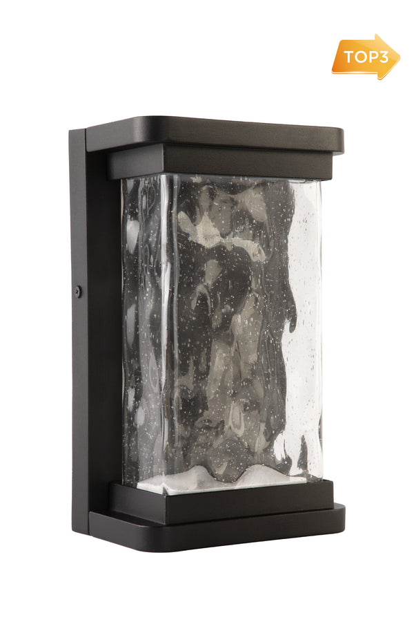 Lutec LUTEC-STARRY LED Outdoor Wall Sconce With Seeded Glass Surround Dusk To Dawn 15W 1000LM 3000K