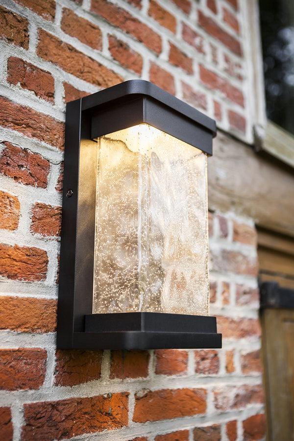 lutec LUTEC-STARRY LED Outdoor Wall Sconce With Seeded Glass Surround 16.5W 795LM 3000K Black
