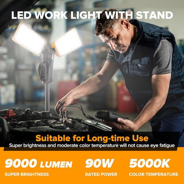 Lutec LUTEC 【Upgraded】5000K 12000 Lumen 105 Watt Dual-Head LED Work Light With Telescoping Tripod Work Light With Stand Rotating Waterproof Lamps And 8 Ft 3-Prong Power Cord