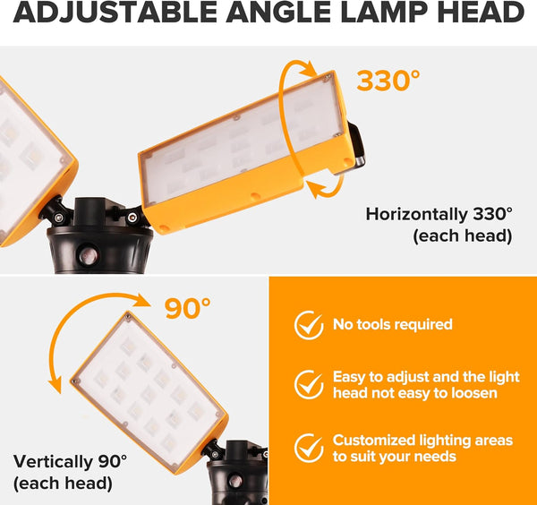 Lutec LUTEC 【Upgraded】5000K 12000 Lumen 105 Watt Dual-Head LED Work Light With Telescoping Tripod Work Light With Stand Rotating Waterproof Lamps And 8 Ft 3-Prong Power Cord