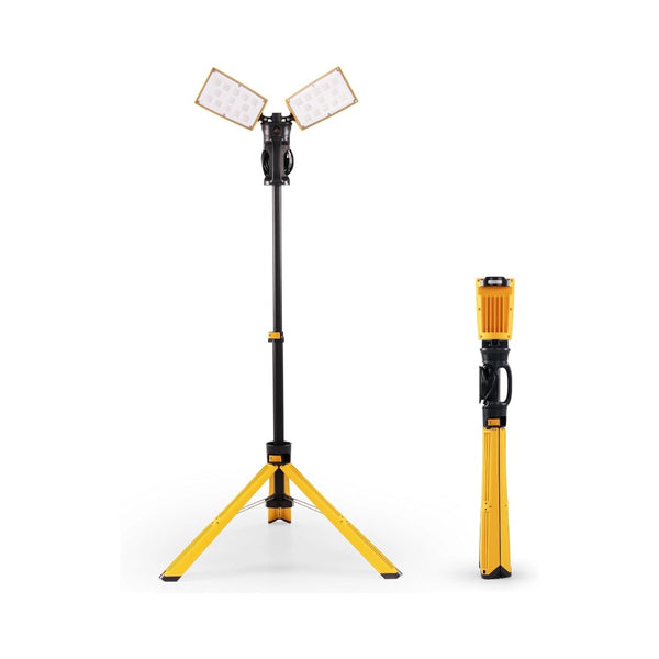 lutec LUTEC 【Upgraded】5000K 12000 Lumen 105 Watt Dual-Head LED Work Light with Telescoping Tripod Work Light with Stand Rotating Waterproof Lamps and 8 Ft 3-Prong Power Cord