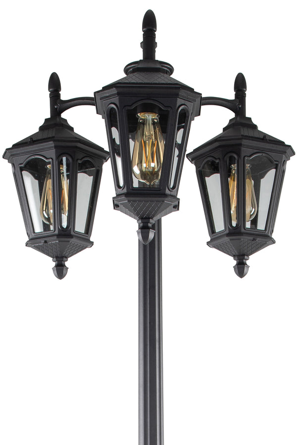 Lutec LUTEC-VINTAGE OBLIQUE 3-Head Die-Cast Aluminum LED Outdoor Hard Wired Street Light (Head & Pole)