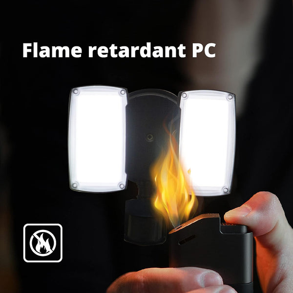 Lutec UME 2 Pack 19W LED Flood Light Motion Sensor Outdoor 2 Adjustable Head 2000LM 5000K IP65 Waterproof Dusk To Dawn Security Light With Photocell For Exterior Outside Garage House(Black)