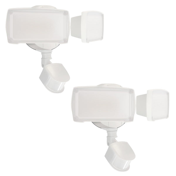 lutec UME 2 Pack 19W LED Flood Light Motion Sensor Outdoor 2 Adjustable Head 2000LM 5000K IP65 Waterproof Dusk to Dawn Security Light with Photocell for Exterior Outside Garage House(White)