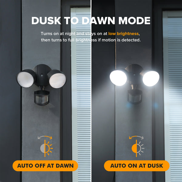Lutec UME 2 Pack 32W 2500 Lumen LED Security Lights Motion Sensor Light Outdoor 5000K Daylight IP65 Waterproof Dusk To Dawn Motion Detector Flood Light For Garage Yard Porch-Black