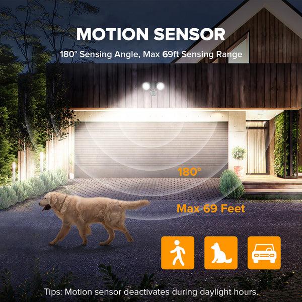 Lutec UME 2 Pack 32W 2500 Lumen LED Security Lights Motion Sensor Light Outdoor 5000K Daylight IP65 Waterproof Dusk To Dawn Motion Detector Flood Light For Garage Yard Porch-Black