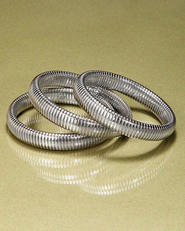 Luv Aj Flex Snake Chain Bracelet- Set Of 3 (12mm Wide)- Silver (Ships Early December)